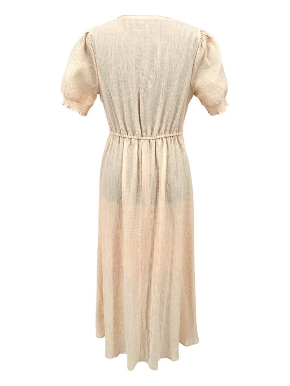 NWOT Love Ellie J9655SF Button Front Textured Midi Dress Soft Peach Sz Small - Picture 3 of 6